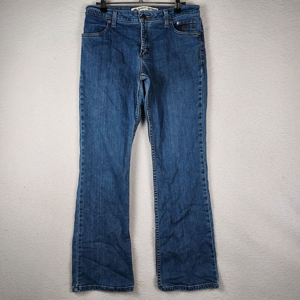 Harley-Davidson Genuine MotorClothes Jeans Womens Petite 6 Boot Cut Blue